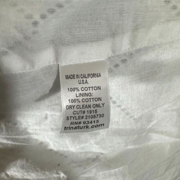 Trina Turk Women's Cut Trellis Lucia Eyelet Lace Short Tank Sun Dress Size 8 - Picture 6 of 9